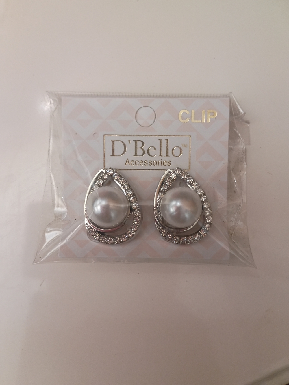D'Bello Silver Teardrop Pearl Clip-On Earrings